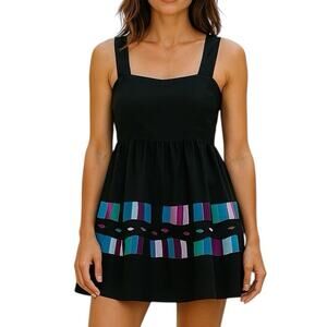 BCBGeneration LBD Sweetheart Mesh Straps Colorblock Trim Size 10 Cocktail Dress